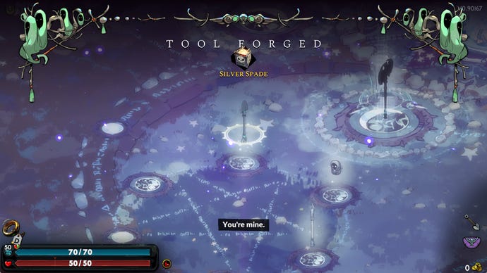 Hades 2 screenshot of the Silver Spade.