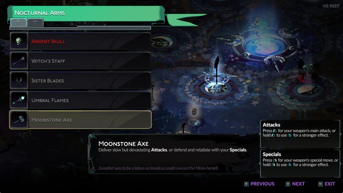 Screenshot of the Nocturnal Arms pool in Hades 2.