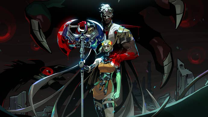 The deity of warfare Ares stands down the axe-wielding leader of Hades 2 with his manus connected her shoulder.