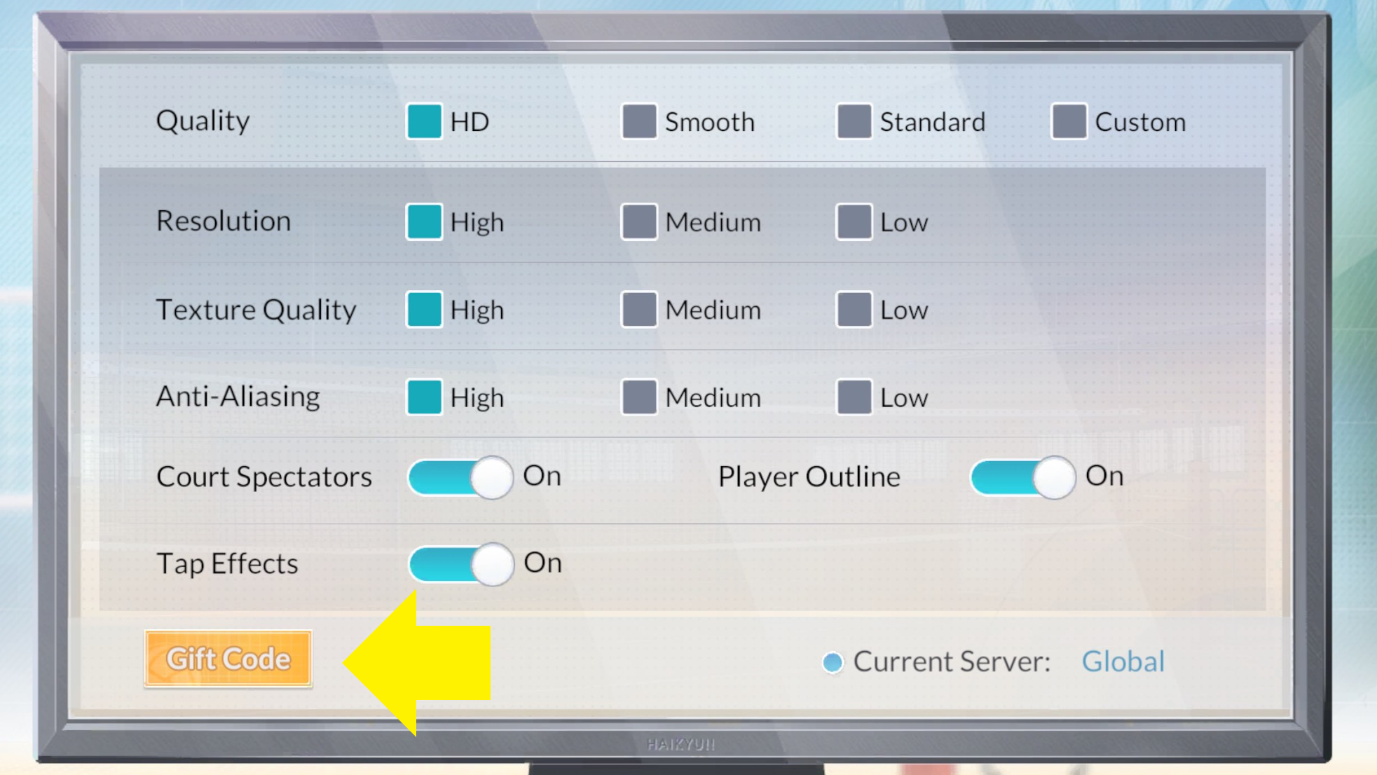 The code redemption screen in Haikyu Fly High. - 3