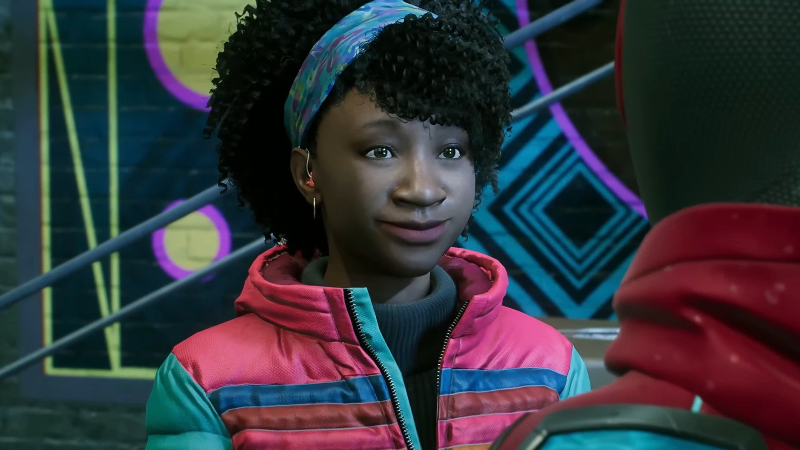 Hailey smiles at Miles (as Spider-Man) in Marvel&rsquo;s Spider-Man 2