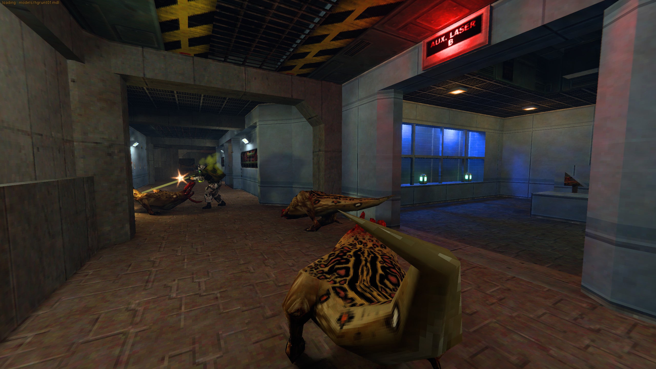 Grunts fighting bullsquid in a Half-Life: Ray Traced screenshot.