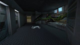 A scientist is dragged away by the Tentacle in Half-Life.