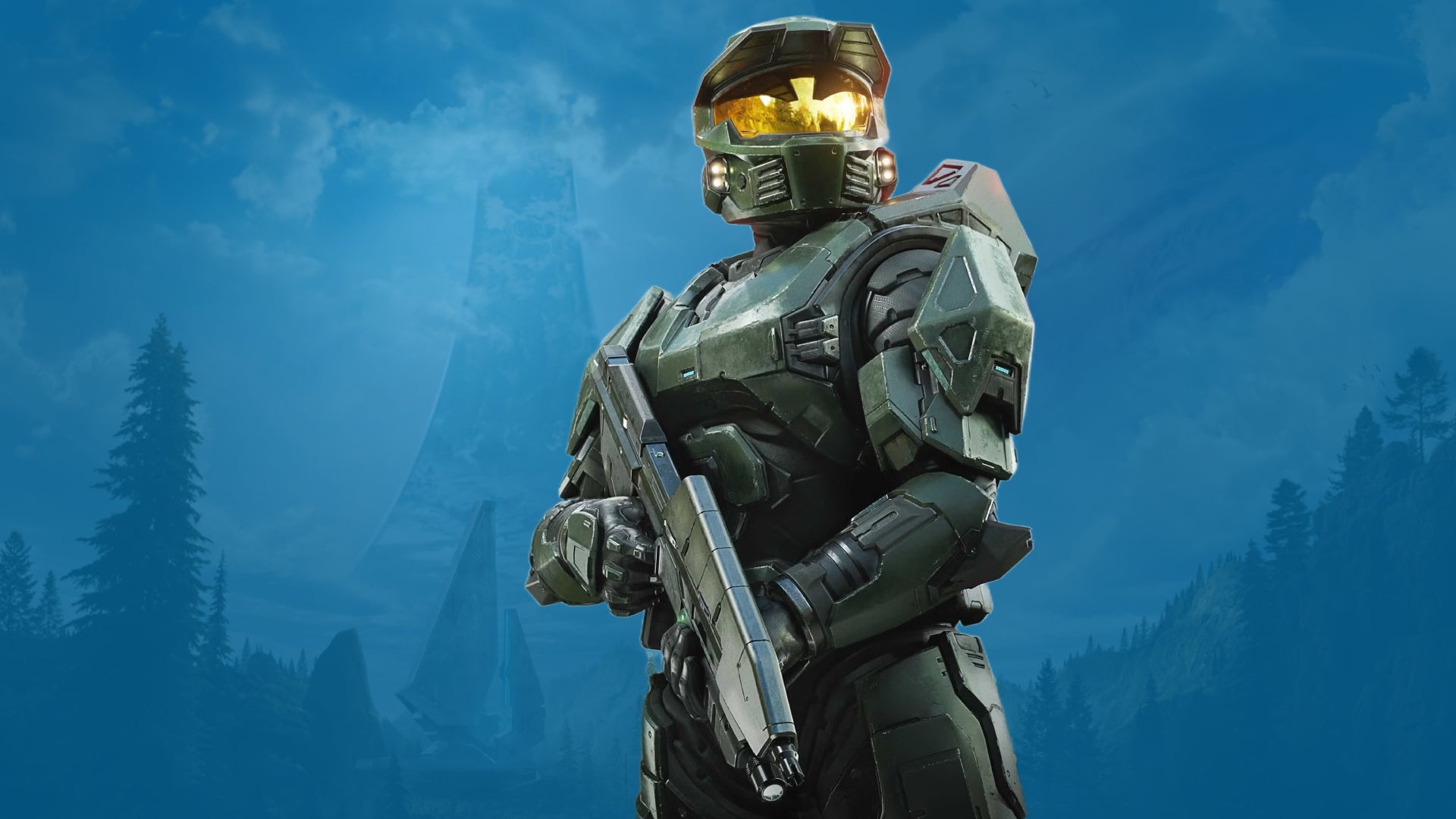 Master Chief đứng trước vòng cung Halo trong hình ảnh chính thức của Halo Campaign Evolved