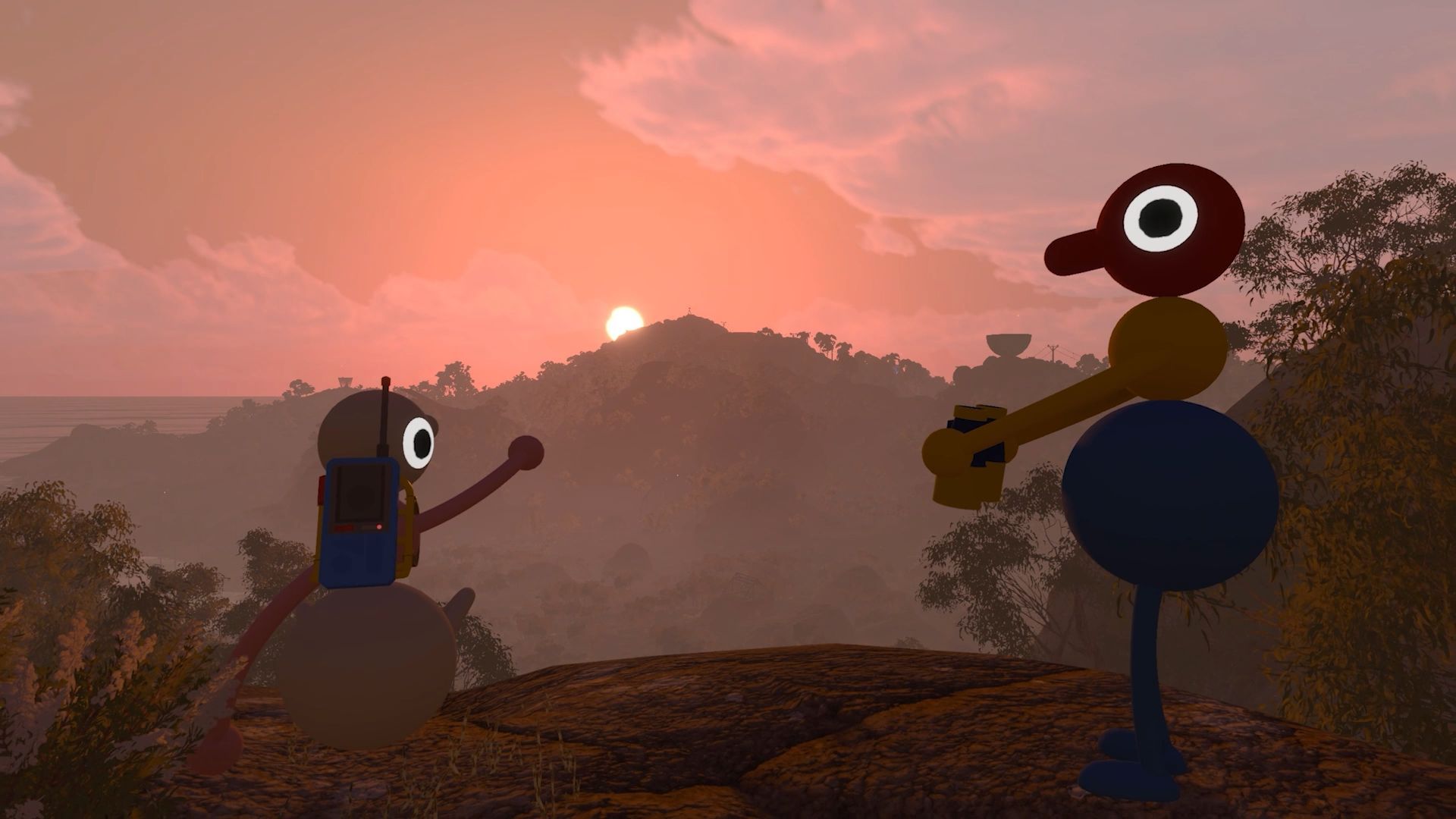 Two friends look toward a sunset in Big Walk, one of them using binoculars. - 8