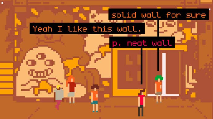 Some visitors gather at the Online Museum of Multiplayer Art.