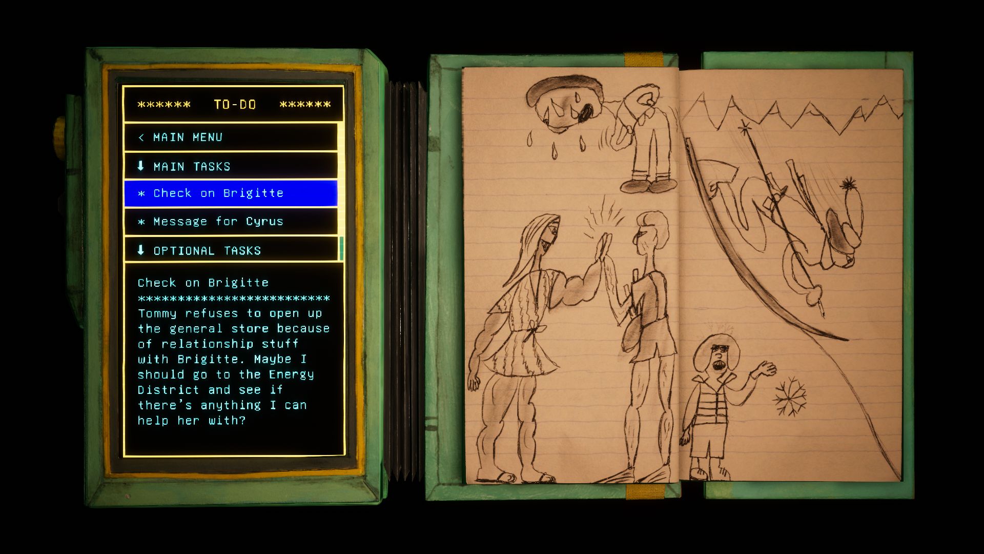 Harold's to do list and notebook sketches in Harold Halibut - 3