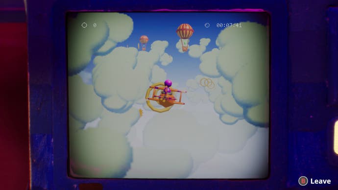 Harold Halibut screenshot shows an in-game mini-game where you can fly a plane and collect gold rings