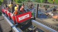 Park visitors on a coaster in Planet Coaster