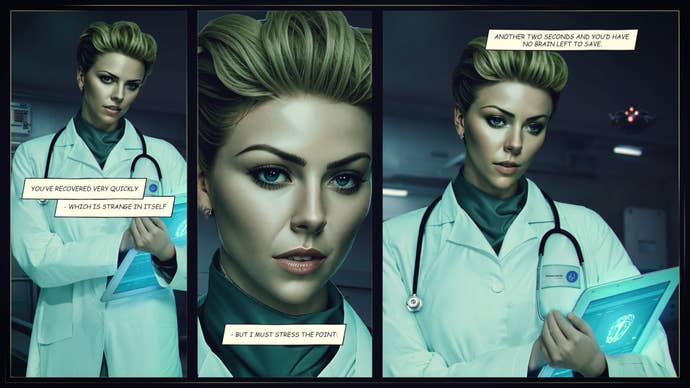 A cutscene in Hawken Reborn.