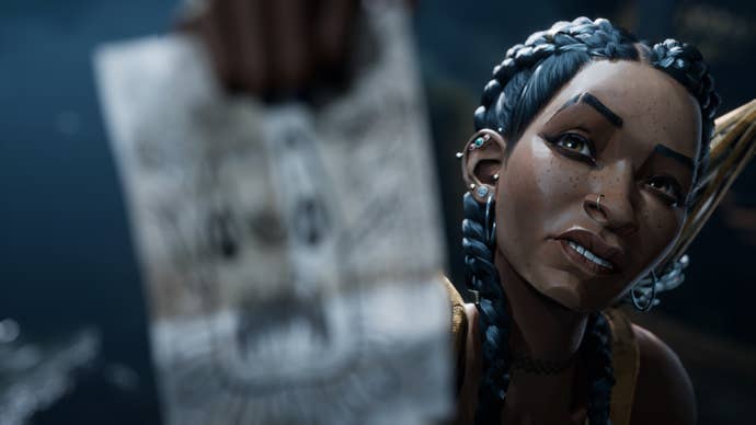 Hazel holds up some paper in South of Midnight