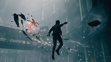 Jesse floats in the air in Control, dealing chaos.