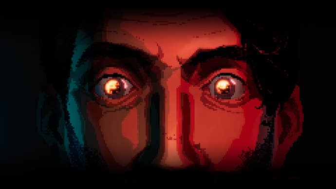 A close-up of a man’s eyes in Replaced