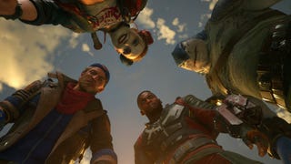 Suicide Squad members looking down at the camera