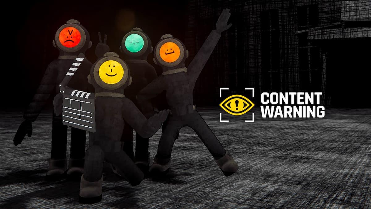 Four Content Warning characters posing with a clapperboard - 1