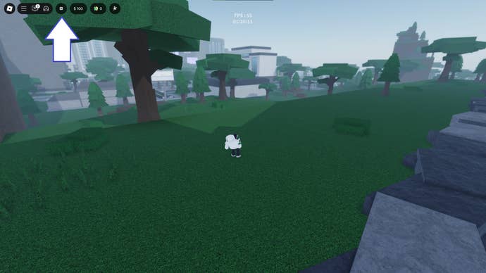 A screenshot of Heaven Stand in Roblox showing the game's menu button.