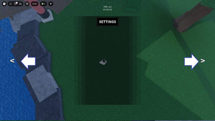 A screenshot of Heaven Stand in Roblox showing the game's arrow buttons.