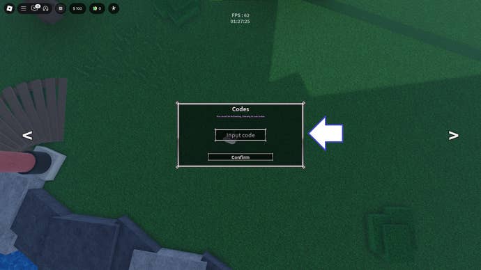 A screenshot of Heaven Stand in Roblox showing the game's codes field.