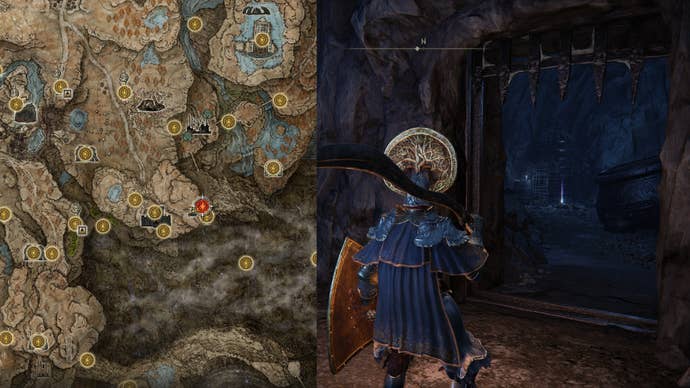 The location of a Hefty Cracked Pot in Bonny Gaol in Elden Ring Shadow Of The Erdtree.