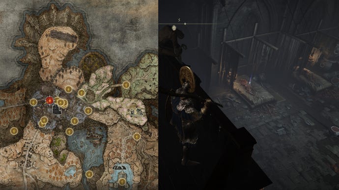 The location of a Hefty Cracked Pot inside the Shadow Keep in Elden Ring Shadow Of The Erdtree.