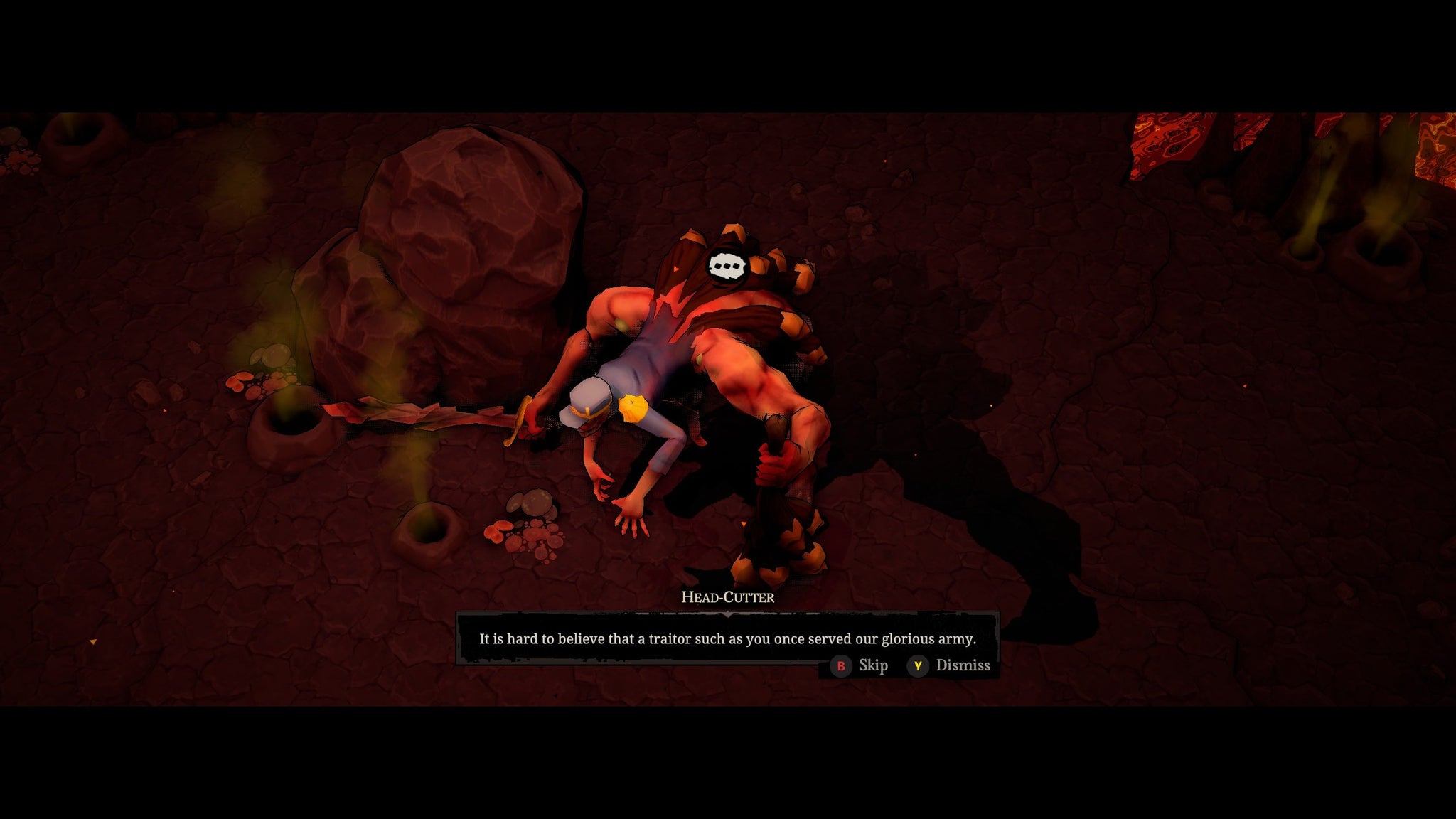 A boss named The Head-Cutter wants to cut your head in Hell Clock. - 5