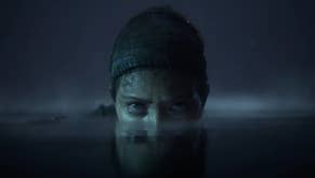 Hellblade 2 official screenshot showing the top half of Senua's face peeping out from above a dark surface of water