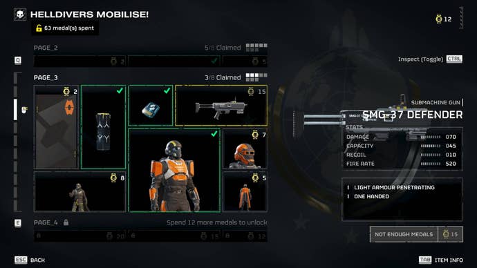 The SMG-37 Defender in the Warbond on Helldivers 2.