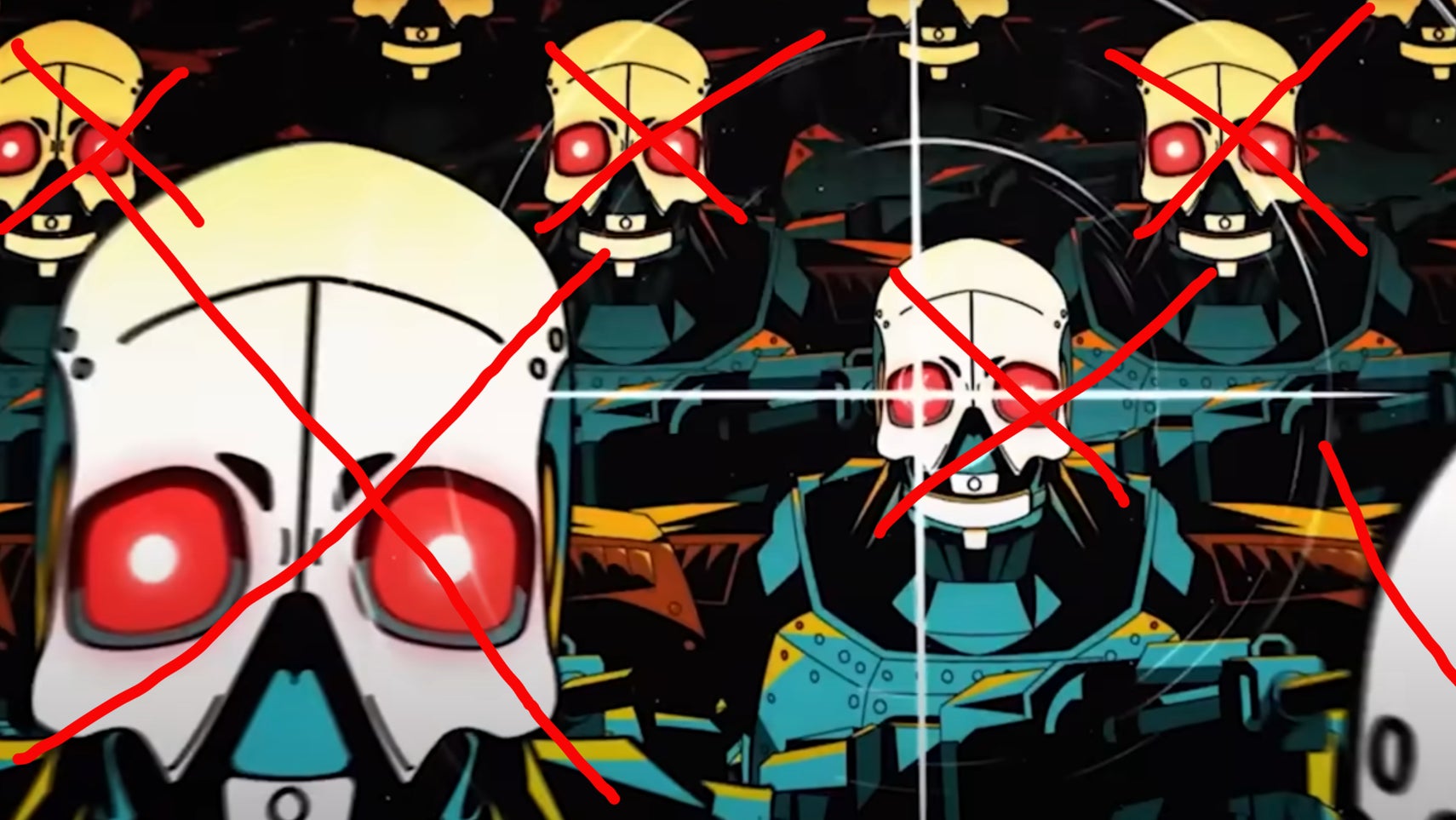 Some automatons in Helldivers 2 with crosses over their faces. - 1