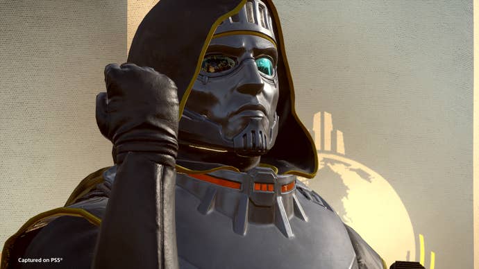 A Helldivers 2 player wearing Servants of Freedom warbond armour.