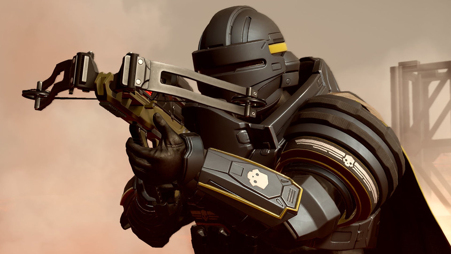 A helldiver aims an explosive crossbow from Helldivers 2's Democratic Detonation warbond - 21