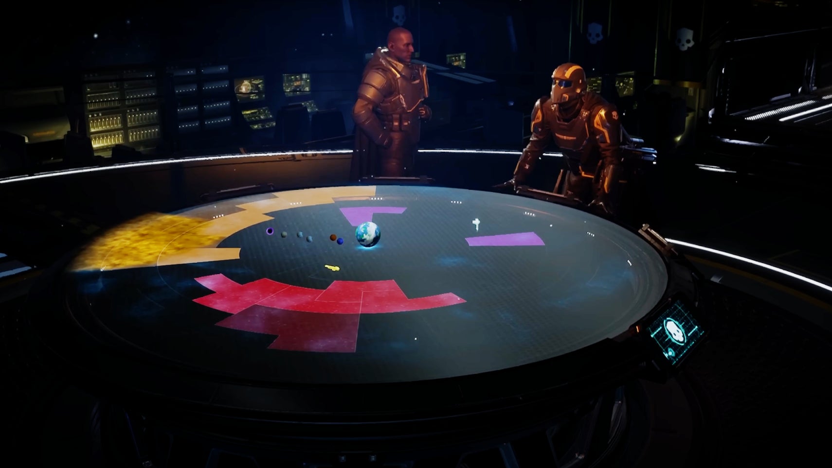 A helldiver looking over the Galactic War map in Helldivers 2 - 1