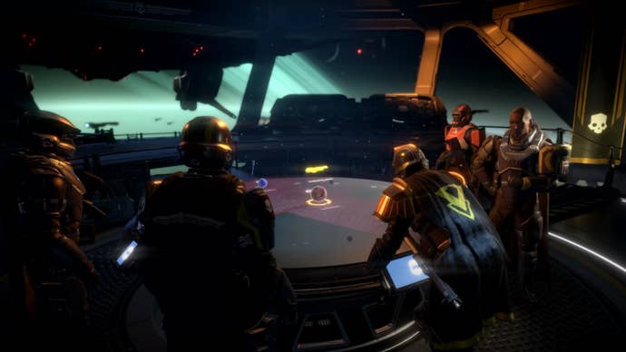 Some helldivers gathered astir a console successful Helldivers 2.