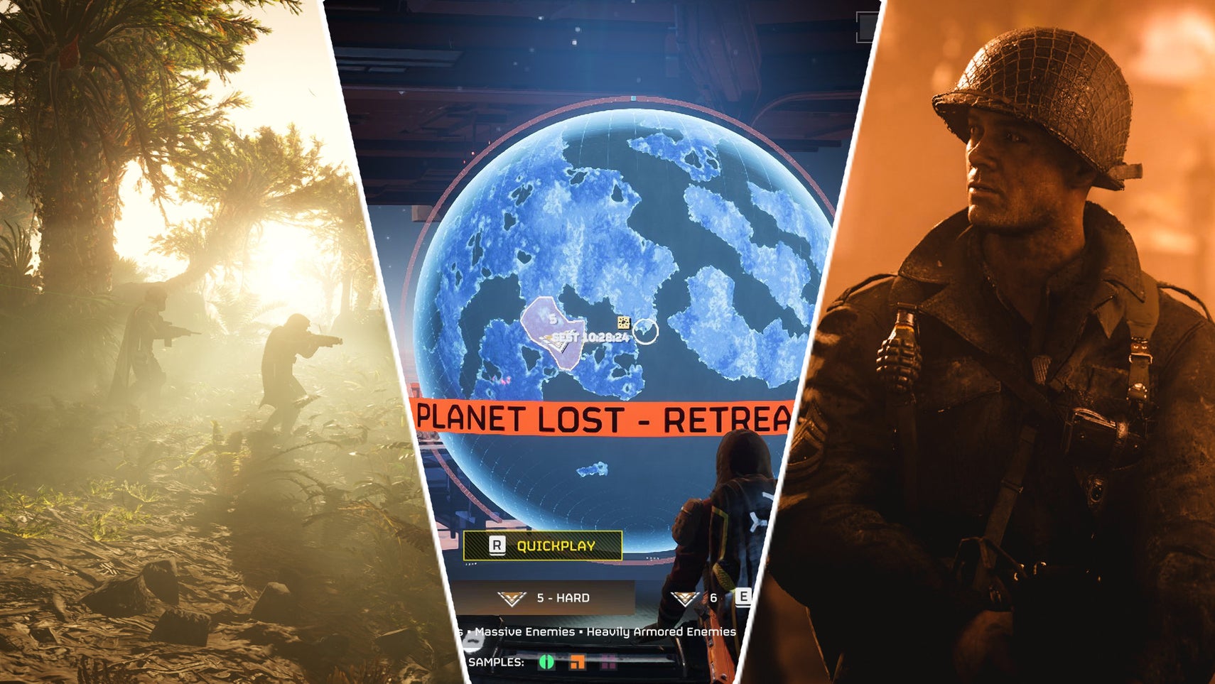 Malevelon Creek falling in Helldivers 2 alongside a solder from Call of Duty WWII. - 1