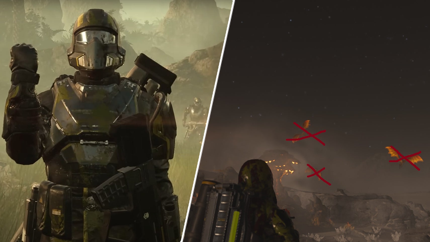 Some flying bug enemies in Helldivers 2. - 1