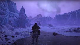 A player exploring a wintery planet in Helldivers 2.