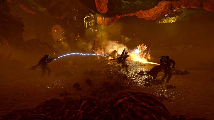 Some heeldivers battling their mode done a cave successful Helldivers 2.