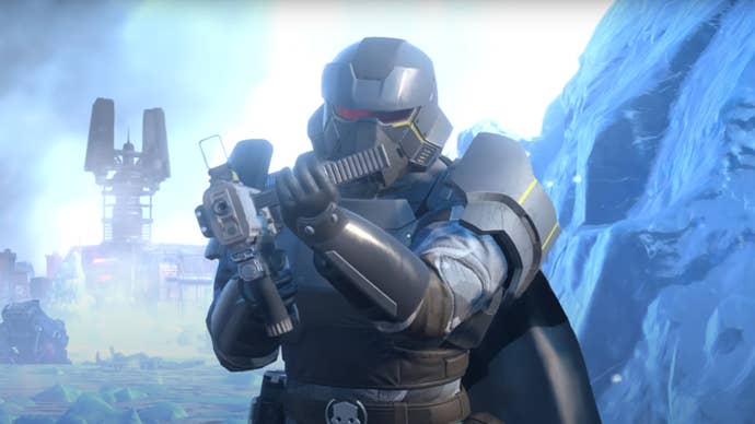 A player rocking Polar Patriots warbond gear reloading in Helldivers 2.