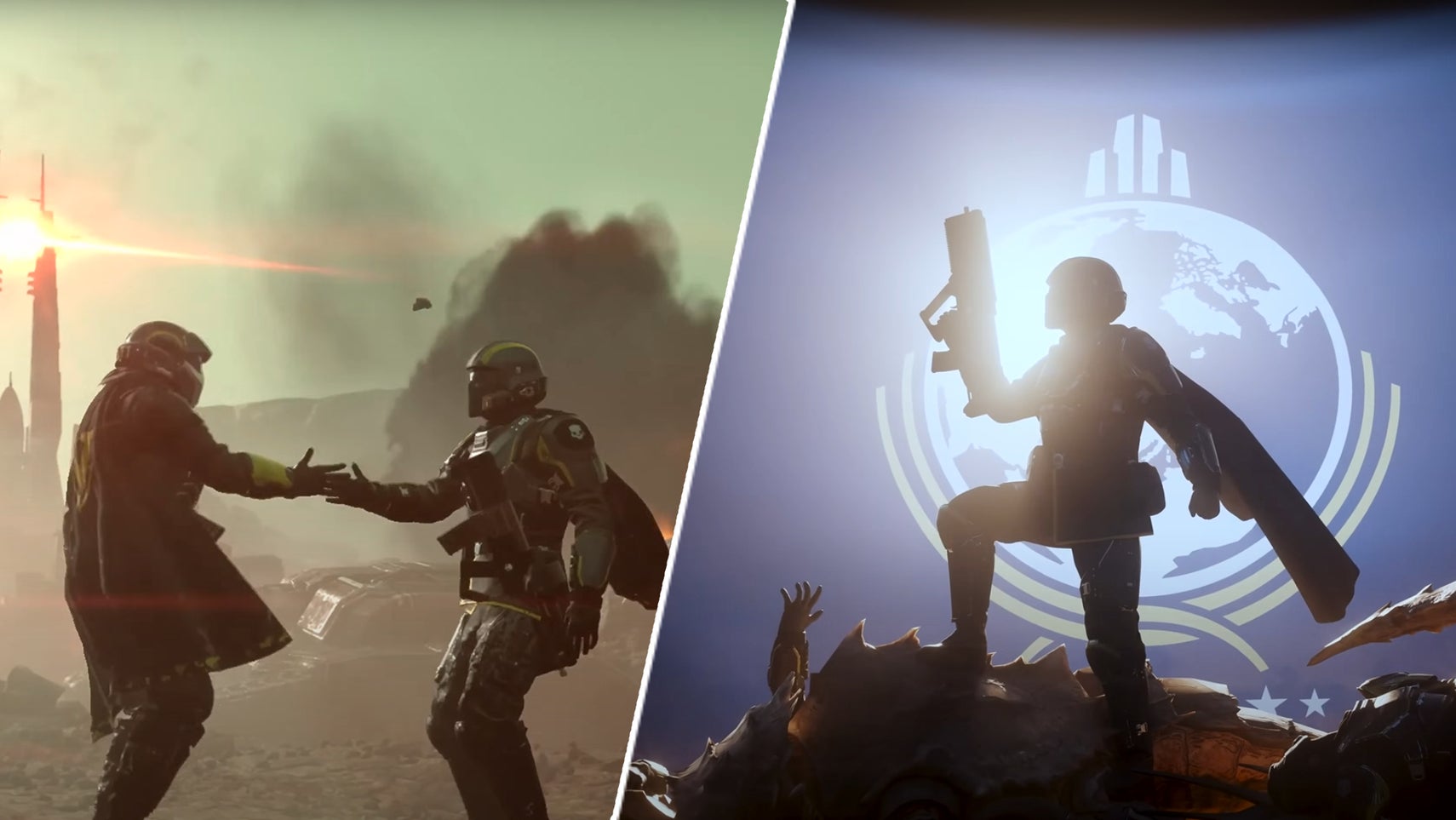 Some soldiers definitely not playing rock, paper, scissors in Helldivers 2. - 1