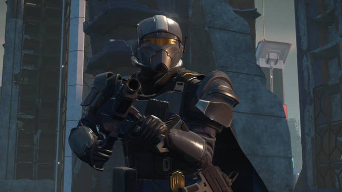 A Helldiver wearing Force of Law warbond armour successful Helldivers 2.