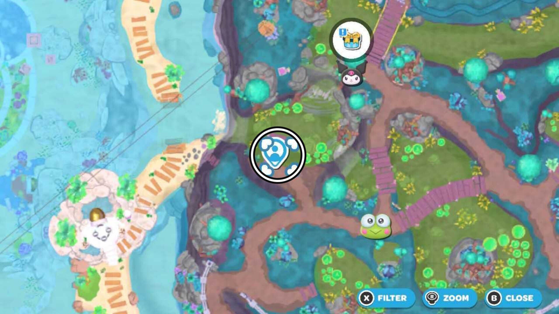 hello kitty finding flippers strap treasure chest map location