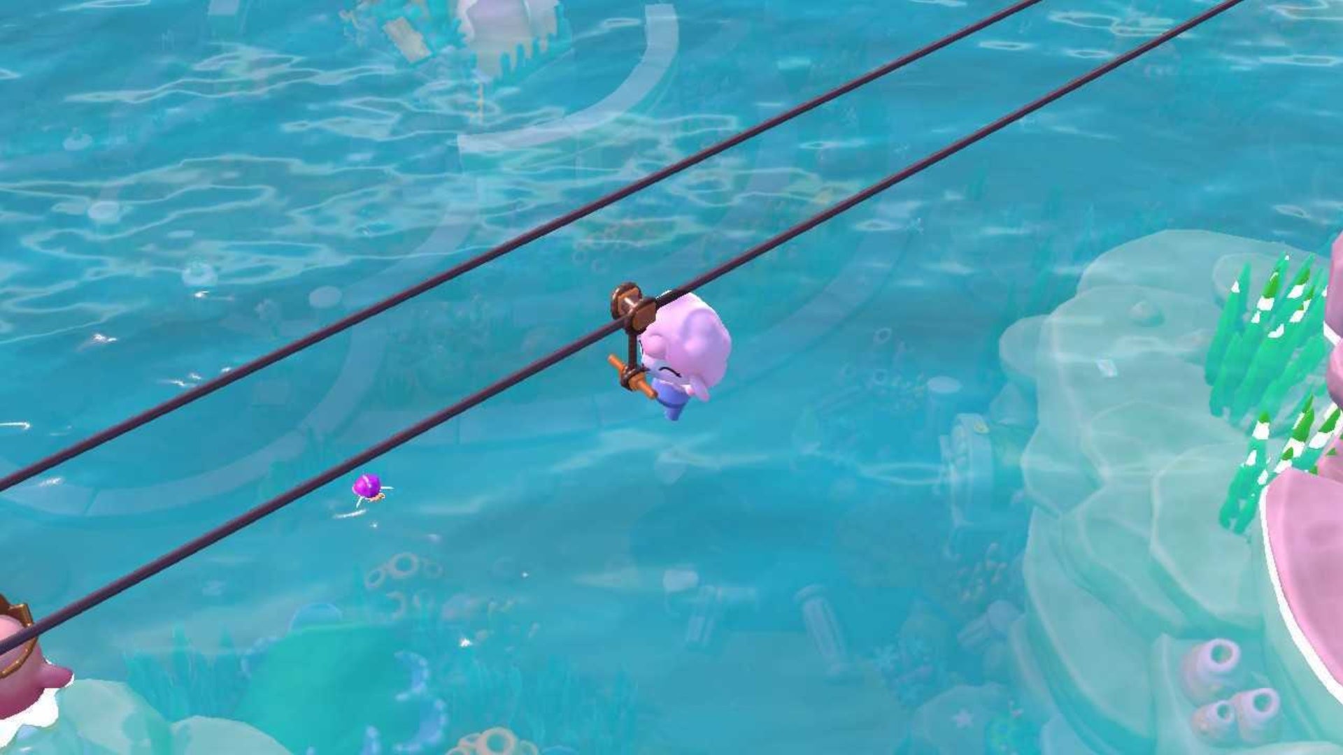 hello kitty island adventure character riding zipline