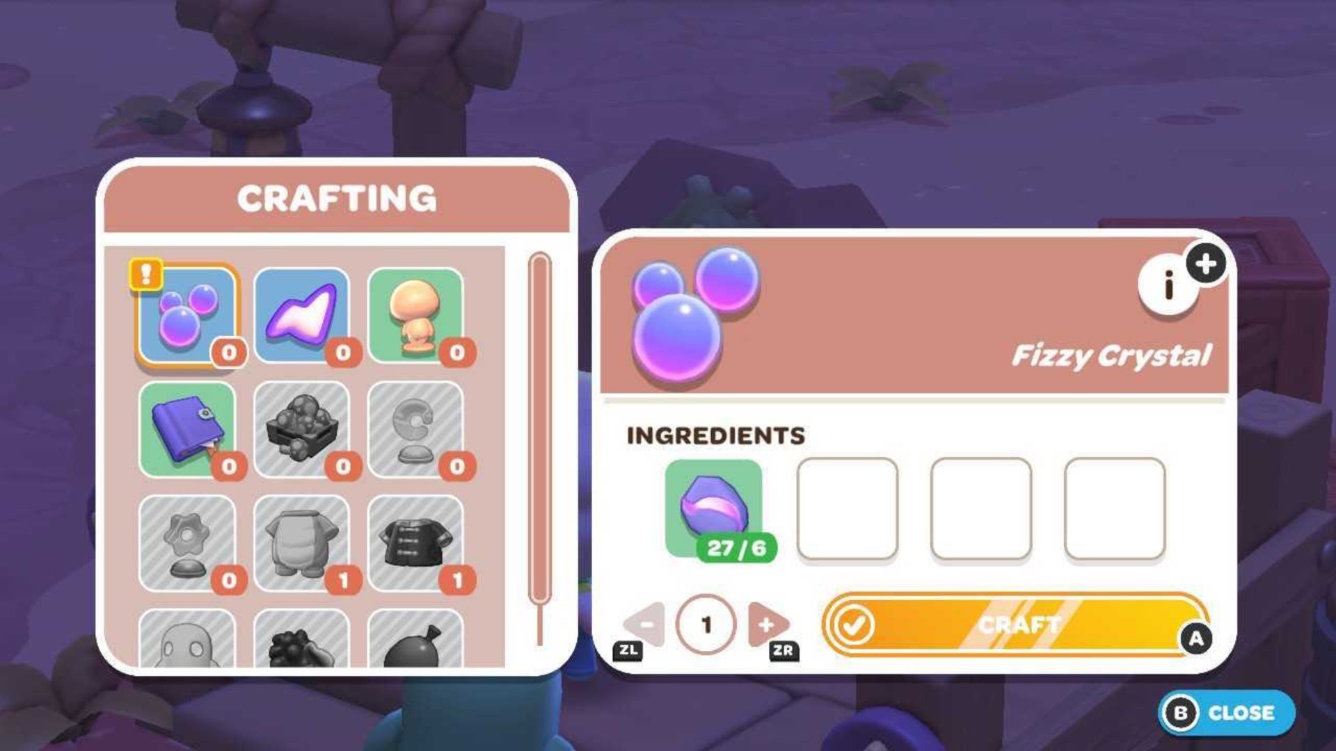 hello kitty island adventure craft fizzy crystal in crafting menu