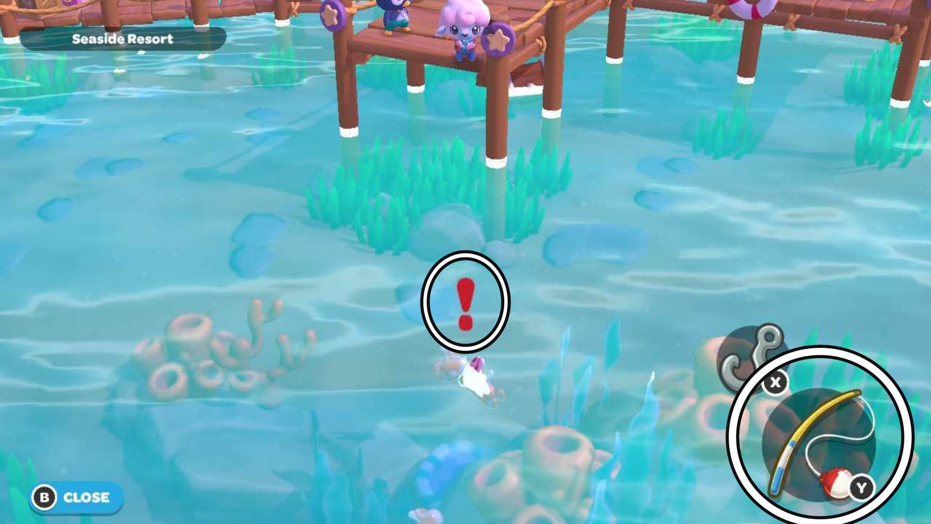 hello kitty island adventure fishing fish biting and reel in option