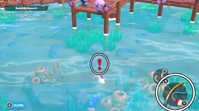 hello kitty island adventure fishing fish biting and reel in option