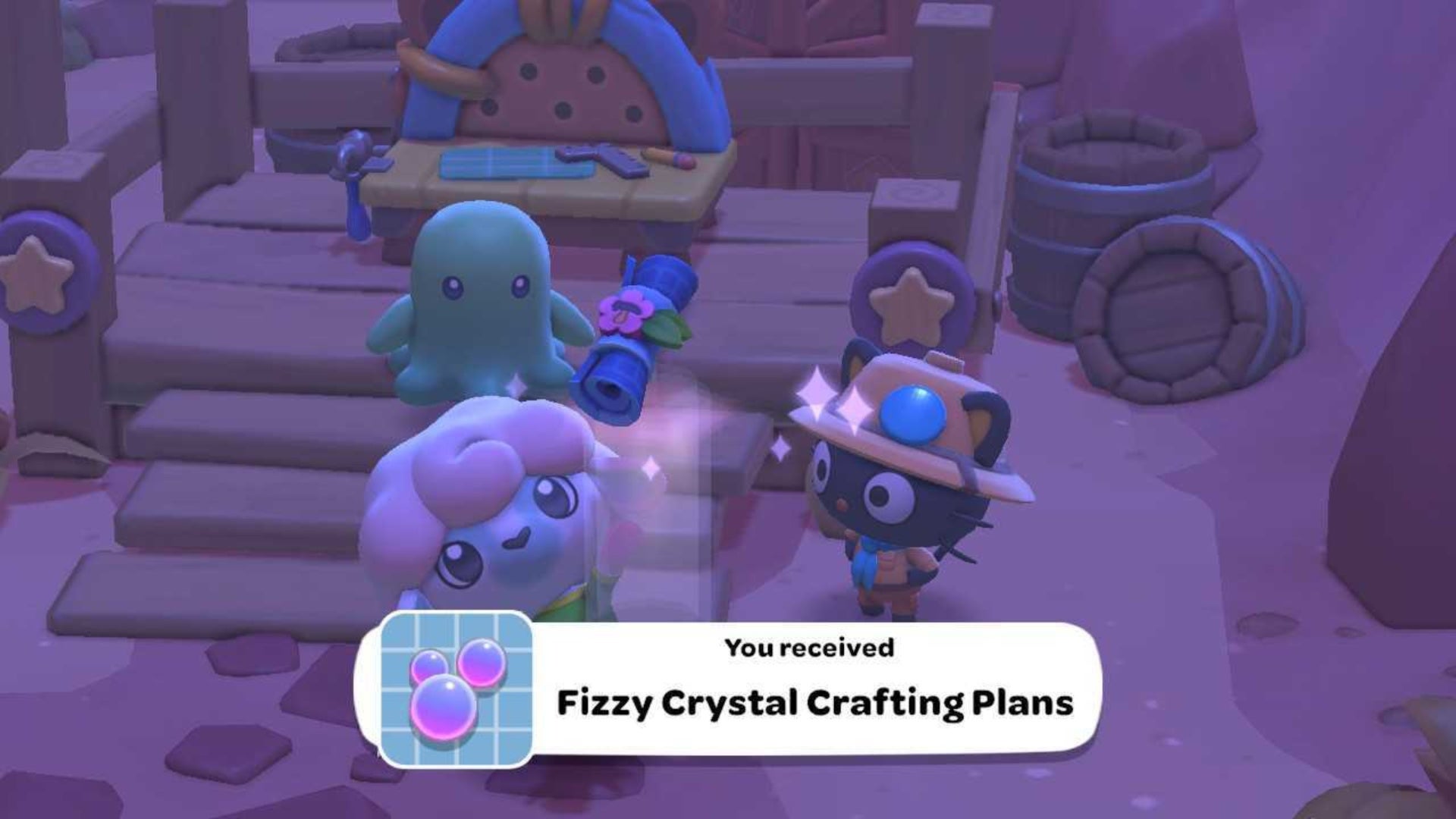 hello kitty island adventure getting fizzy crystal plans from chococat