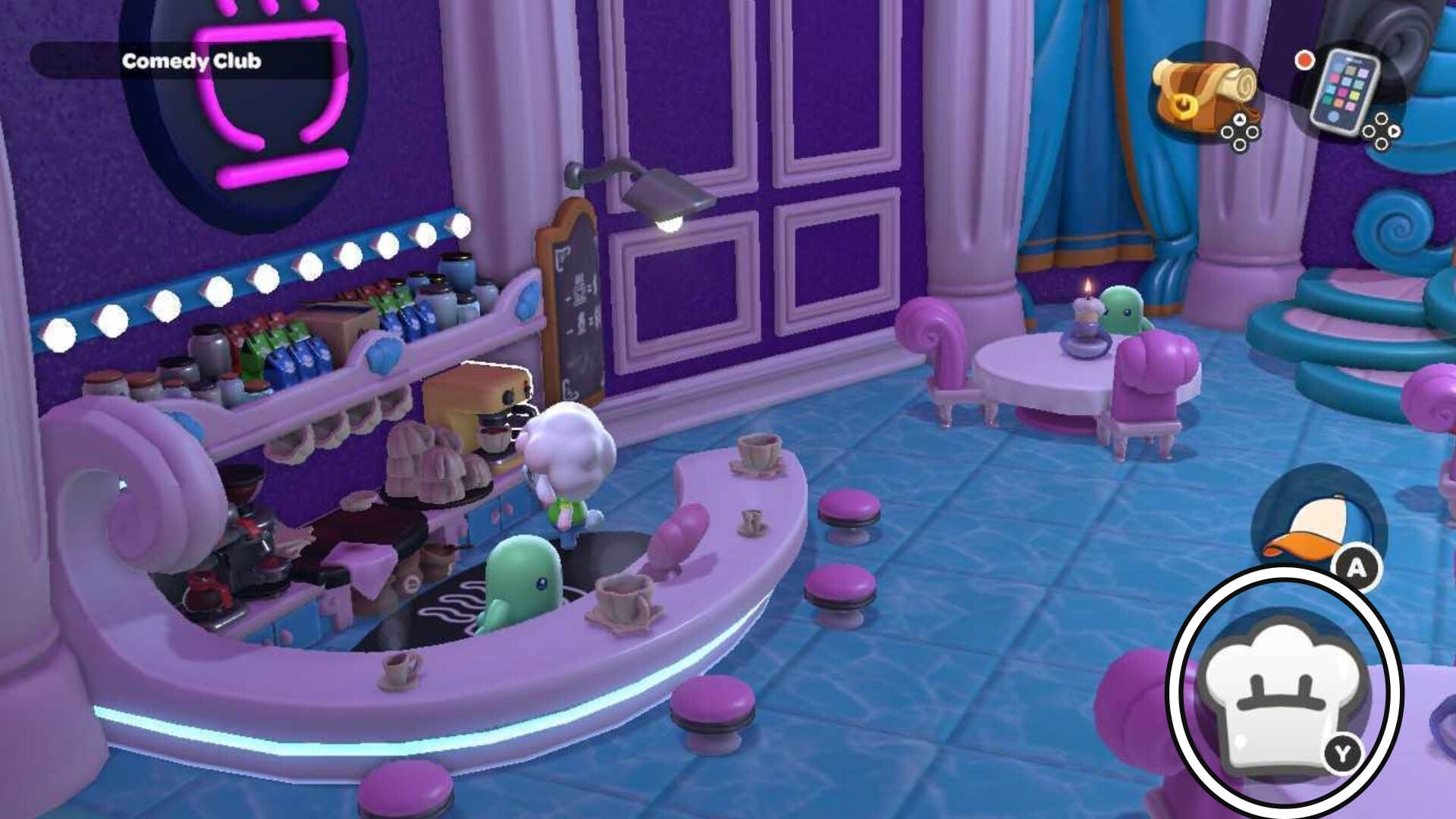 hello kitty island adventure interact with espresso machine prompt highlighted