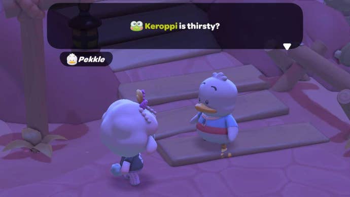 hello kitty island adventure parched character talking to pekkle