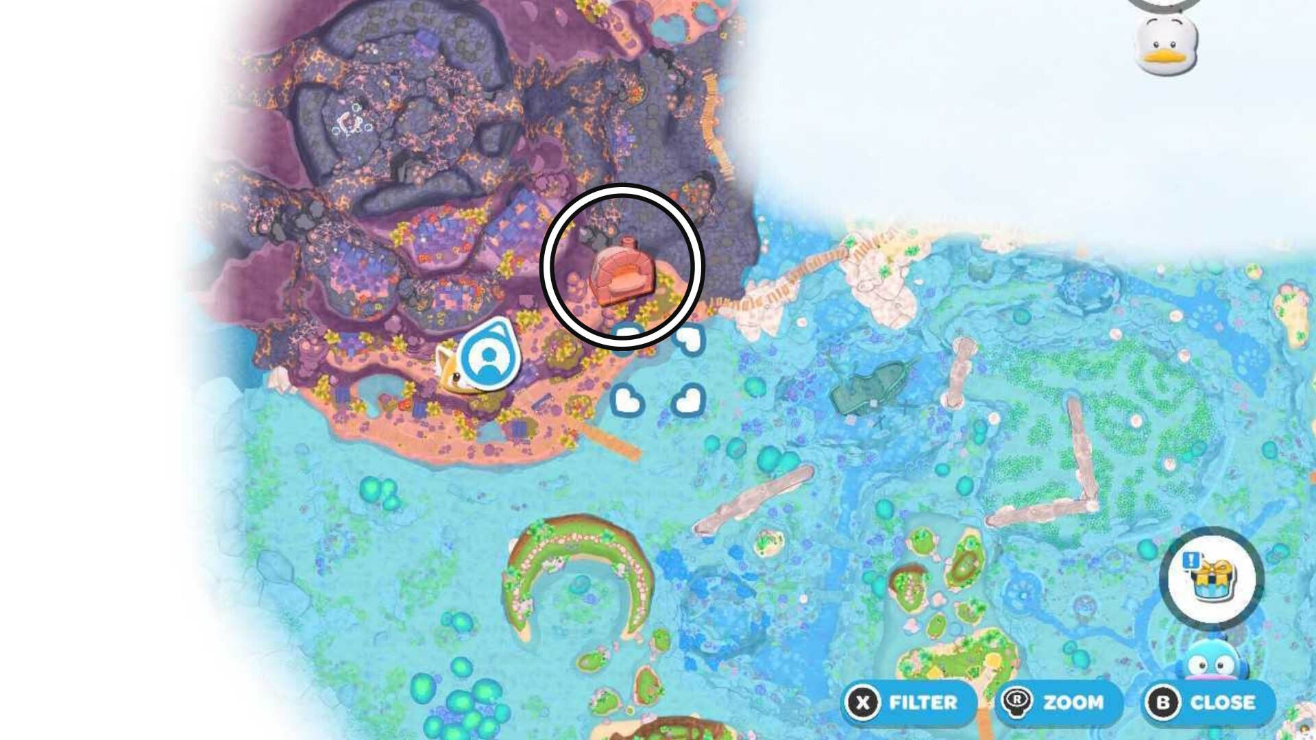 hello kitty island adventure pizza oven map location