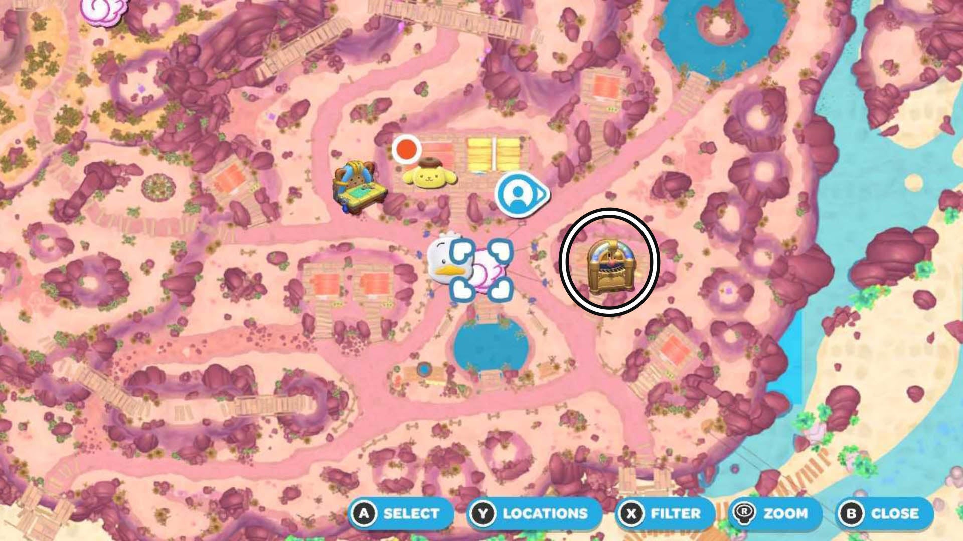 hello kitty island adventure soda machine map location