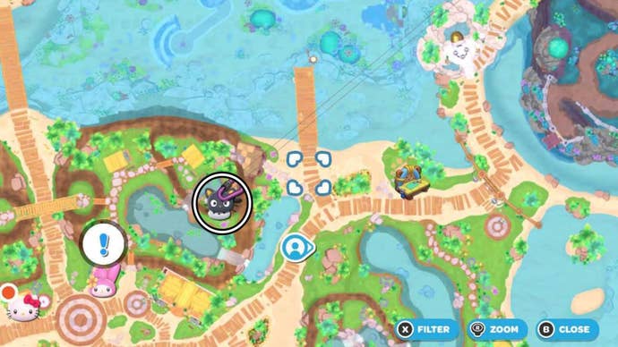 hello kitty island adventure zipline adventure quest chococat pochacco zipline map location